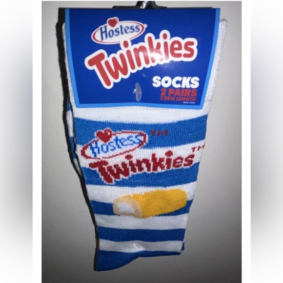 Twinkies Odd Sox Crew Socks 2 Pair Men 8-12 W 9-13 White Blue w Logo Cakes NEW! - Picture 9 of 9